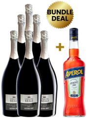 6 Btls Cavalieri Reali Prosecco Doc Treviso Extra Dry (Dark Bottle) 75Cl + 1 Btl Aperol Aperitivo 1L Free